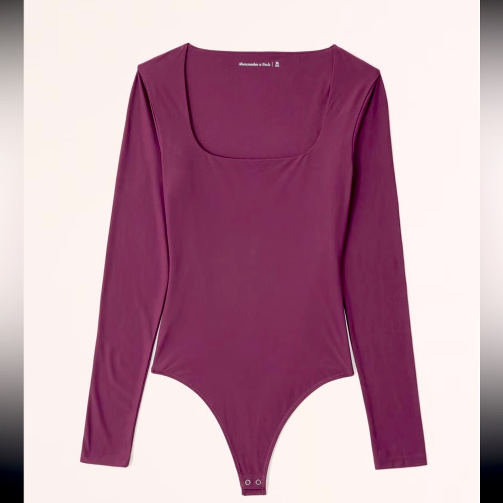 Burgundy Abercrombie long sleeved square neck bodysuit